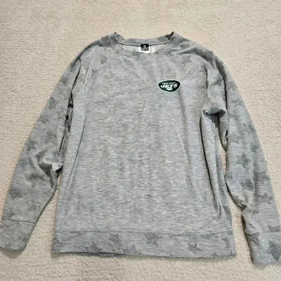 NY Jets Long Sleeve Sleep Tee Women's Size S Stars - Picture 1 of 9
